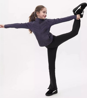 Kids Fleece Warm Split-Hem Flared Yoga Pants