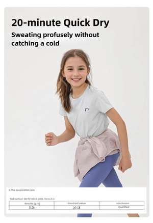 "Little Sponge" Lightweight Moisture-Wicking Quick-Dry UV Protection Short Sleeve Sports Top for Kids