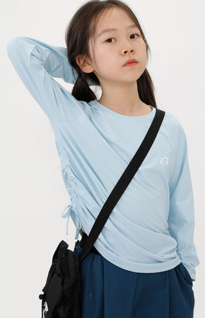 "Little Sponge" Drawstring Long Sleeve UV Protection Quick-Dry Exercise Training Top for Kids