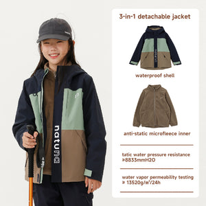 Kids' Adventure-Ready 3-in-1 Detachable Jacket: Weather-Resistant Outer Layer with Soft Inner Fleece