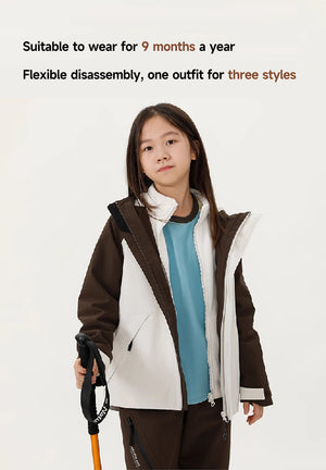 Kids' Adventure-Ready 3-in-1 Detachable Jacket: Weather-Resistant Outer Layer with Soft Inner Fleece