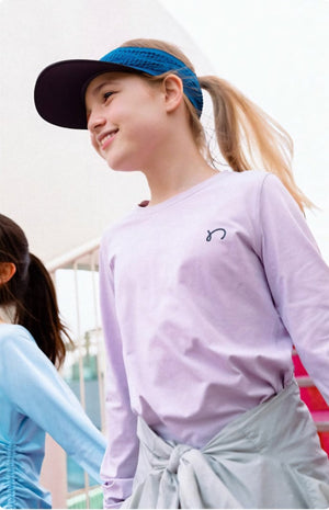 (Now $3 gift coupon at cart!) "Little Sponge" Curved Hem Long Sleeve Sports Top, UV Protection and Quick-Dry  for Kids