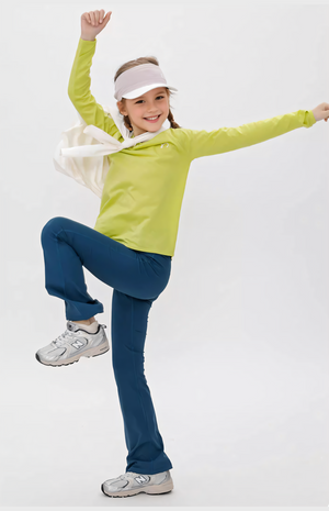 Kids High Elastic Sportive and Yoga Pants with Flare Hem