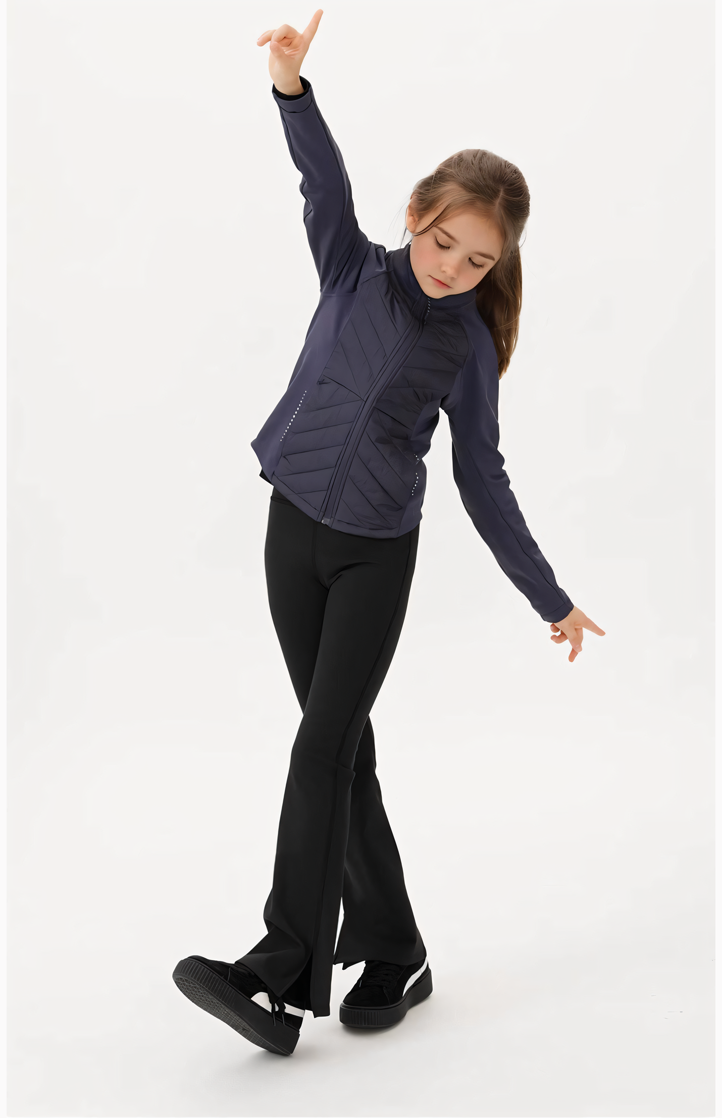 Kids Fleece Warm Split-Hem Flared Yoga Pants