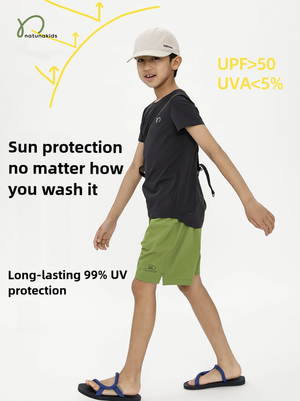 "Little Sponge" Lightweight Moisture-Wicking Quick-Dry UV Protection Short Sleeve Sports Top for Kids