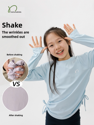 "Little Sponge" Drawstring Long Sleeve UV Protection Quick-Dry Exercise Training Top for Kids