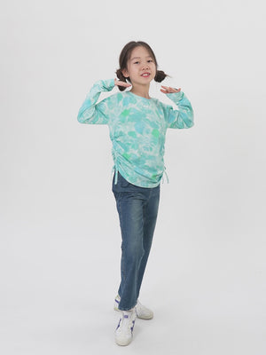 "Little Sponge" Drawstring Long Sleeve UV Protection Quick-Dry Exercise Training Top for Kids